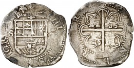 s/d. Felipe II. Sevilla. . 8 reales. (AC. 720). 27,36 g. MBC-.
