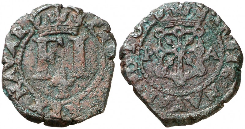 1616. Felipe III. Pamplona. 4 cornados. (AC. 76). 3,89 g. MBC-.