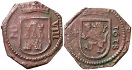 1618. Felipe III. MD (Madrid). 8 maravedís. (AC. 305). 4 g. Ceca vertical. MBC/MBC+.