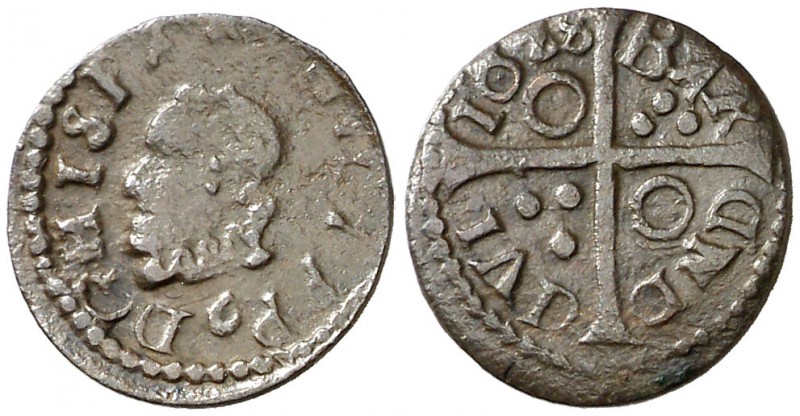 1628. Felipe IV. Barcelona. 1 diner. (AC. 5) (Cru.C.G. 4422f). 0,90 g. MBC+.