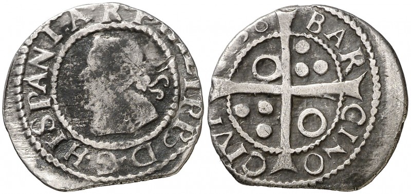 1636. Felipe IV. Barcelona. 1 croat. (AC. 661). 2,70 g. Escasa. MBC-.