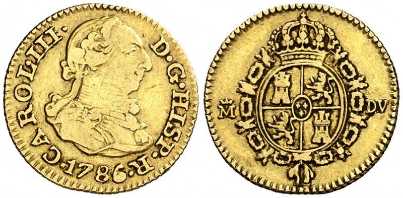 1786. Carlos III. Madrid. DV. 1/2 escudo. (AC. 1280). 1,66 g. MBC-.