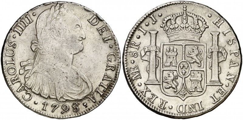 1798. Carlos IV. Lima. IJ. 8 reales. (AC. 916). 26,62 g. Golpecitos. MBC-/MBC.