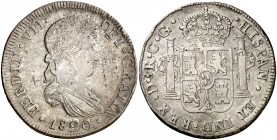 1820. Fernando VII. Durango CG. 8 reales. (AC. 1198). 27,21 g. Impurezas. MBC.