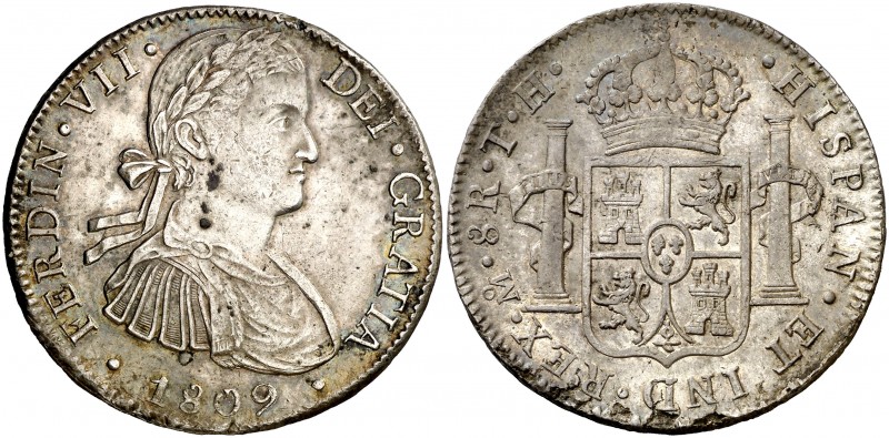 1809. Fernando VII. México. TH. 8 reales. (AC. 1308). 26,94 g. Busto imaginario....