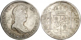 1817. Fernando VII. México. JJ. 8 reales. (AC. 1332). 26,75 g. BC/BC+.