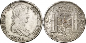 1825. Fernando VII. Potosí. JL: 8 reales. (AC. 1394). 26,89 g. Acuñación republicana. MBC.