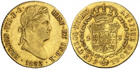 1833. Fernando VII. Sevilla. JB. 2 escudos. (AC. 1691). 6,72 g. Leves rayitas. MBC+.