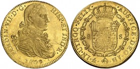1809. Fernando VII. México. HJ. 8 escudos. (AC. 1782) (Cal.Onza 1252). 27,02 g. Busto imaginario. Leves marquitas. Gran parte de brillo original. Esca...