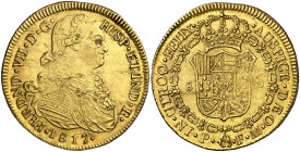 1817. Fernando VII. Popayán. FM. 8 escudos. (AC. 1821) (Cal.Onza 1298) (Restrepo 128-29). 26,89 g. Hojitas. MBC/MBC+.