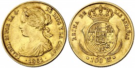 1861. Isabel II. Madrid. 100 reales. (AC. 788). 8,39 g. MBC/MBC+.