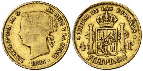 1864. Isabel II. Manila. 4 pesos. (AC. 858). 6,72 g. MBC-/MBC.