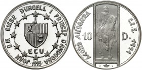 1995. Andorra. 10 diners. (Kr. 105). 31,39 g. AG. Acuerdo Andorra - CEE. Proof.