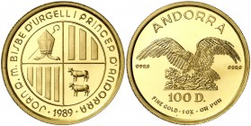 1989. Andorra. 100 diners. (Fr. 7) (Kr. 79). 31,06 g. AU. Proof.