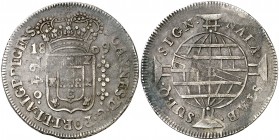 1809. Brasil. Juan, Príncipe Regente. B (Bahía). 640 reis. (Kr. 256.1) (Gomes 27.06). 19 g. AG. Oxidaciones superficiales. (MBC-).