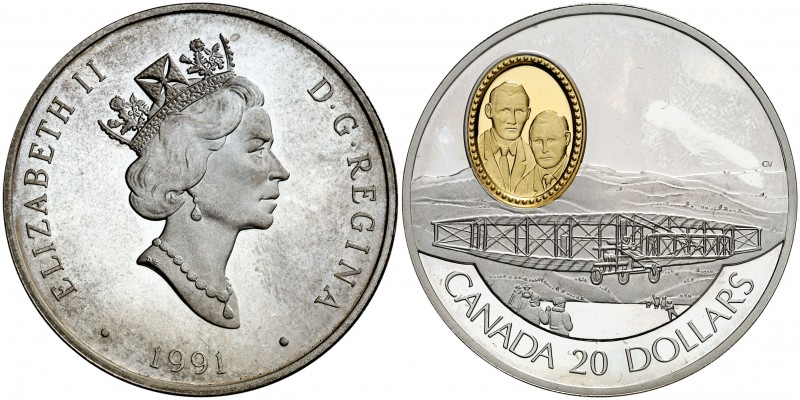 1991. Canadá. Isabel II. 20 dólares. (Kr. 196). 30,69 g. AG. (Proof).