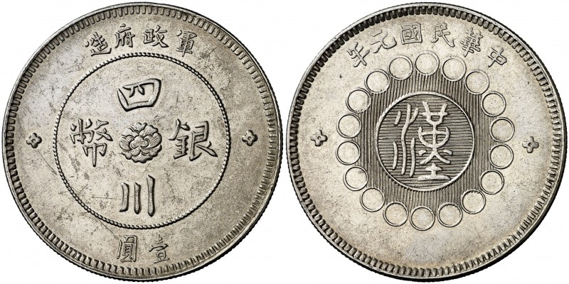 Año 1 (1912). China. Szechuan. 1 dólar. (Kr. 456). 25,74 g. AG. Escasa. EBC-.