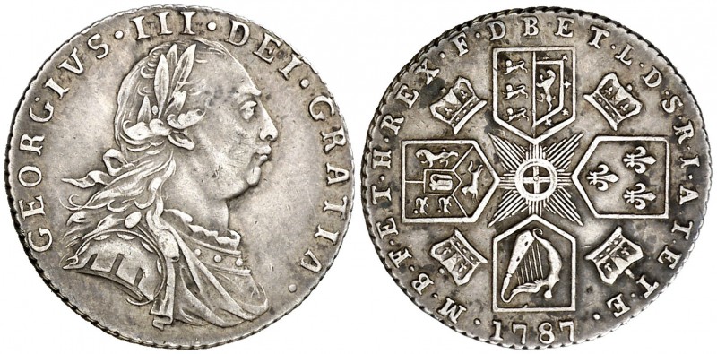 1787. Gran Bretaña. Jorge III. 6 peniques. (Kr. 606.1). 2,99 g. AG. MBC+.