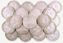 1870 a 1898. Gobierno Provisional a Alfonso XIII. Lote de 26 monedas de 5 pesetas, todas distintas. A examinar. BC/MBC.