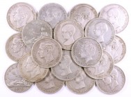 1870 a 1885. Gobierno Provisional y Alfonso XII. Lote de 32 monedas de 5 pesetas. Imprescindible examinar. BC/BC+.