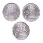 1941 a 1953. Franco. 5 céntimos. Lote de 3 monedas diferentes. A examinar. S/C-/S/C.