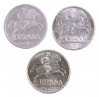 1940 a 1953. Franco. 10 céntimos. Lote de 3 monedas diferentes. A examinar. S/C-/S/C.