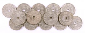 1927 y 1937. 25 céntimos. Lote de 14 monedas. A examinar. EBC-/EBC.