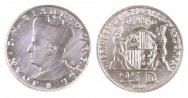1984. Andorra. 25 diners. (Kr. 18). AG. Lote de 2 estuches oficiales, con certificado. A examinar. S/C.