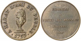 1946. Francia. A Marat, el amigo del Pueblo. 6,66 g. Ø23 mm. Bronce. "Exposition à l'Hôtel des Monnaies". EBC+.