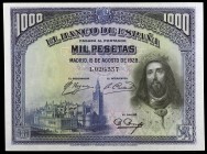 1928. 1000 pesetas. (Ed. C8) (Ed. 357). 15 de agosto, San Fernando. Esquinas algo rozadas. S/C-.