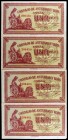 1937. Asturias y León. 1 peseta. (Ed. C48) (Ed. 397). Lote de 4 billetes correlativos, uno con una pequeña manchita. EBC+.
