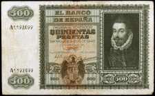 1940. 500 pesetas. (Ed. D40) (Ed. 439). 9 de enero, Juan de Austria. Raro. MBC-.