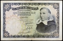 1946. 500 pesetas. (Ed. D53) (Ed. 452). 19 de febrero, Padre Vitoria. Raro. BC+.