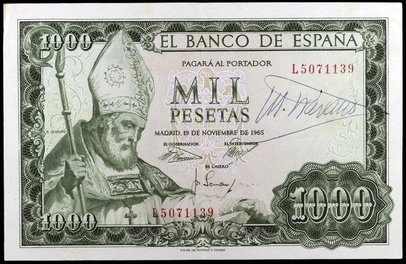 1965. 1000 pesetas. (Ed. D72b) (Ed. 471b). 19 de noviembre, San Isidoro. Serie L...