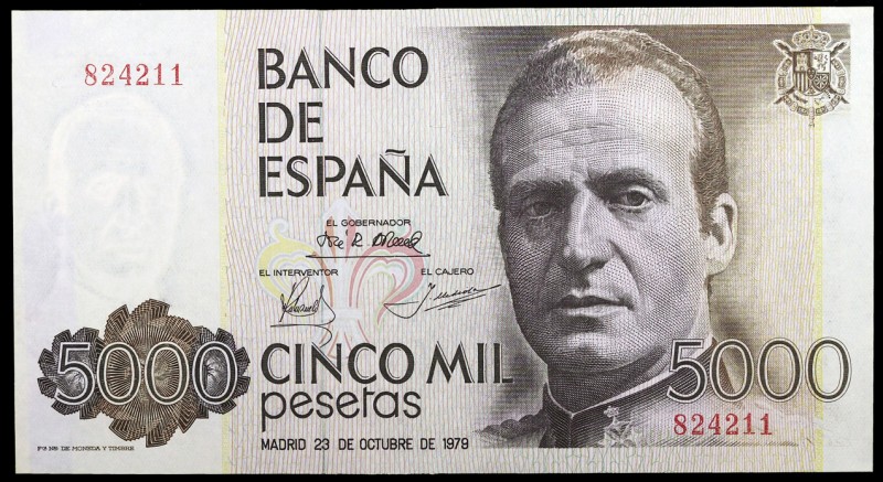 1979. 5000 pesetas. (Ed. E4) (Ed. 478). 23 de octubre, Juan Carlos I. Sin serie....