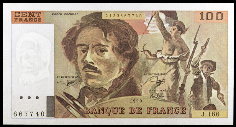 1990. Francia. Banco de Francia. 100 francos. (Pick 154d). Eugène Delacroix. EBC...