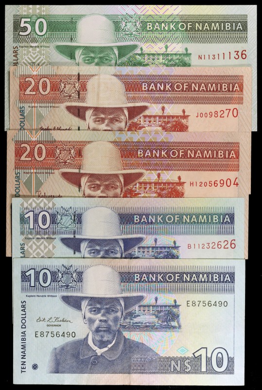 Namibia. 4 billetes de distintos valores y fechas. MBC/S/C.