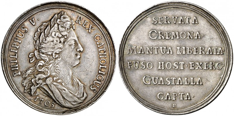 1703. Felipe V. Victorias de Felipe V en Italia. Jetón. (D. 4712) (MHE. 138, mis...