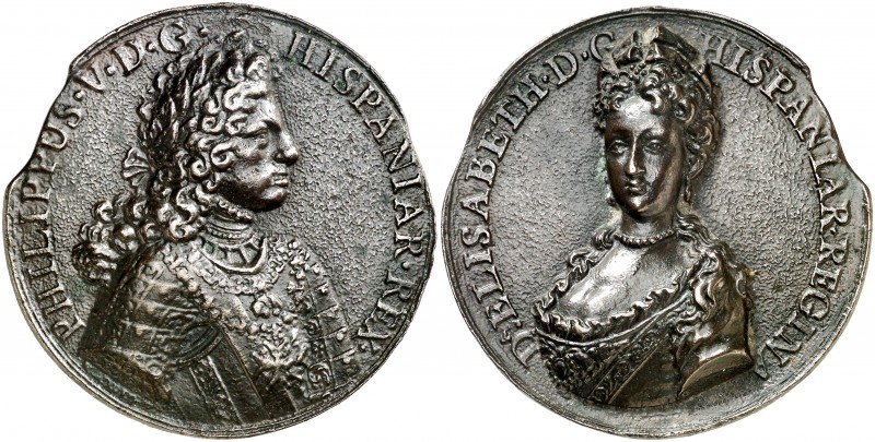 1715. Felipe V. Boda de Felipe V con Isabel de Farnesio. (MHE. 134, mismo ejempl...