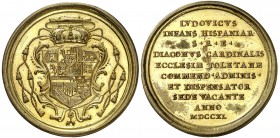 1740. Felipe V. Luis de Borbón, Cardenal de Toledo. (MHE. 150, mismo ejemplar) (Ruiz Trapero 38) (V. 18) (V.Q. 14081). 25,55 g. Ø41 mm. Bronce dorado....