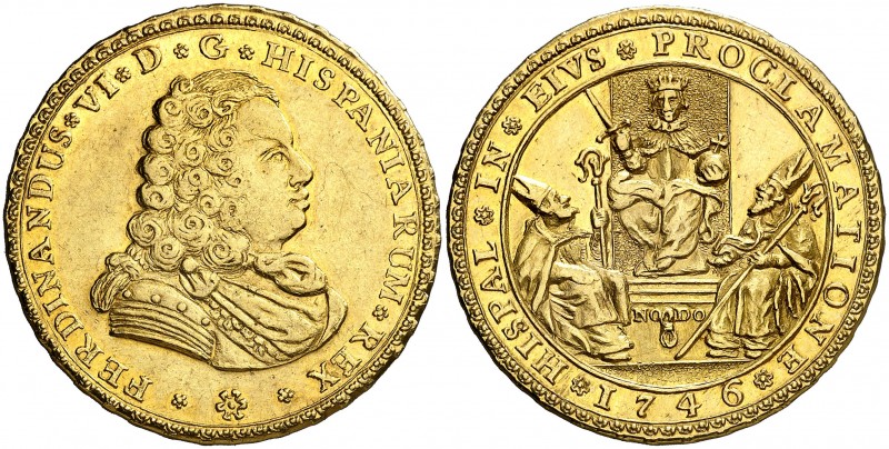 1746. Fernando VI. Sevilla. Proclamación. (Ha. 28 var. metal) (MHE. 227, mismo e...