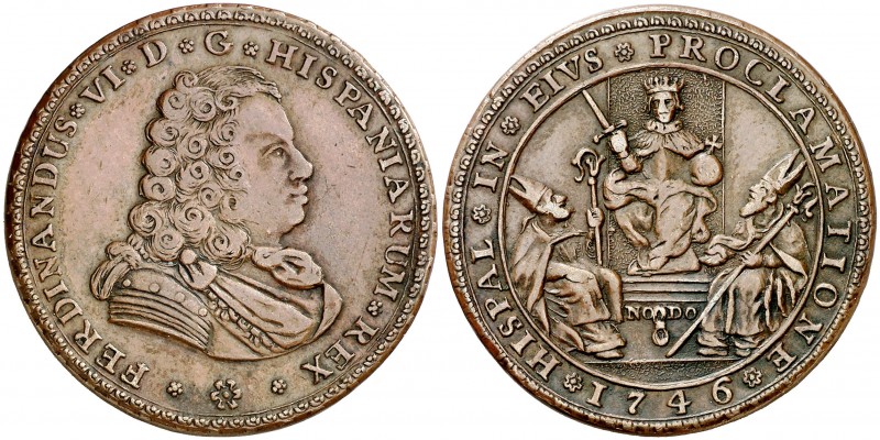 1746. Fernando VI. Sevilla. Proclamación. (Ha. 28 var. metal) (MHE. 225, mismo e...