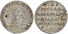 1746. Fernando VI. Zaragoza. Gremio de plateros. Proclamación. (Ha. 34) (MHE. 231, mismo ejemplar) (RAH. 176-177) (V.Q. 12969). 2,39 g. Ø20 mm. Plata....