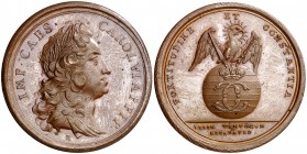 (1711). Austria. Carlos VI. Coronación. (MHE. 424, mismo ejemplar). 15,10 g. Ø31mm. Bronce. Grabador: B. Richter (Forrer V, 118-221). Bella. Brillo or...