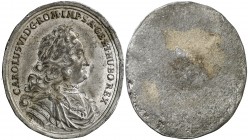 (1711). Austria. Carlos VI. Coronación. Prueba unifaz de anverso. (MHE. 473, mismo ejemplar). 11,25 g. 33x38 mm. Zinc. Grabador: Ph.C. Becker (Forrer ...
