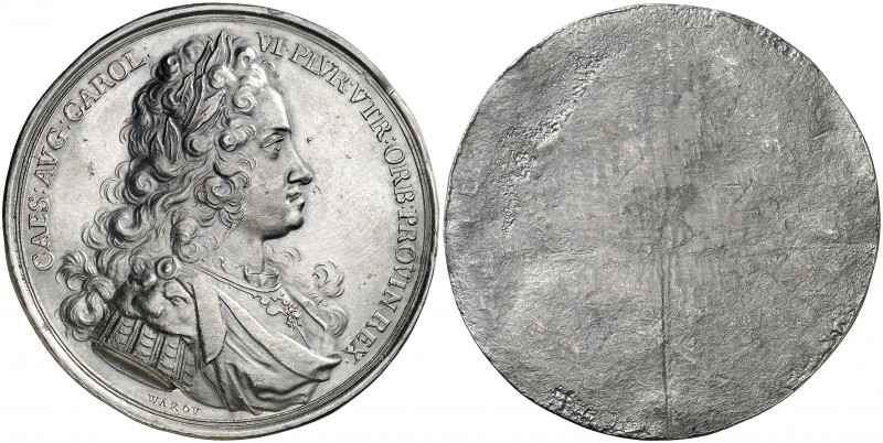 (1712). Austria. Carlos VI. Coronación. Prueba unifaz de anverso. (MHE. 474, mis...