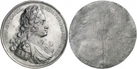 (1712). Austria. Carlos VI. Coronación. Prueba unifaz de anverso. (MHE. 474, mismo ejemplar). 18,05 g. Ø43 mm. Plomo. Grabador: D. Warou (Forrer VI, 3...