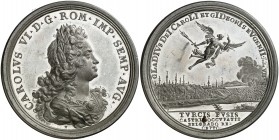 1717. Austria. Carlos VI. Reconquista de Belgrado. (MHE. 438, mismo ejemplar). 40,85 g. Ø49 mm. Metal blanco. Grabador: G.W. Vestner (Forrer VI, 252-2...