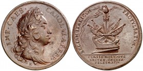 1718. Austria. Carlos VI. Batalla de Cabo Passaro. (MHE. 441, mismo ejemplar). 12,55 g. Ø29 mm. bronce. Grabador: B. Richter (Forrer V, 118-121). Bell...