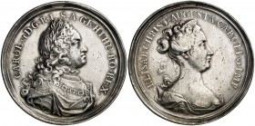 (1720). Austria. Carlos VI. Carlos VI e Isabel Cristina. (MHE. 447, mismo ejemplar). 50,70 g. Ø49 mm. Plata. Grabador: G. Hautsch (Forrer II, 441-442)...
